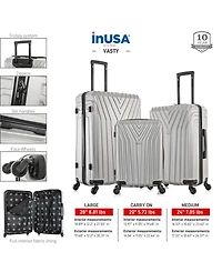 InUSA Vasty Lightweight Hardside Spinner Luggage Set, 3 piece