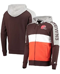 Men's Brown, Orange Cleveland Browns Playoffs Color Block Full-Zip Hoodie