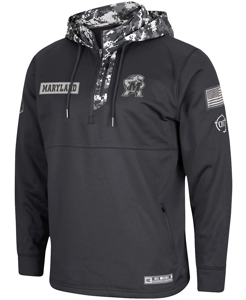 Men's Colosseum Charcoal Maryland Terrapins Oht Military-Inspired Appreciation Digital Camo Quarter-Zip Hoodie
