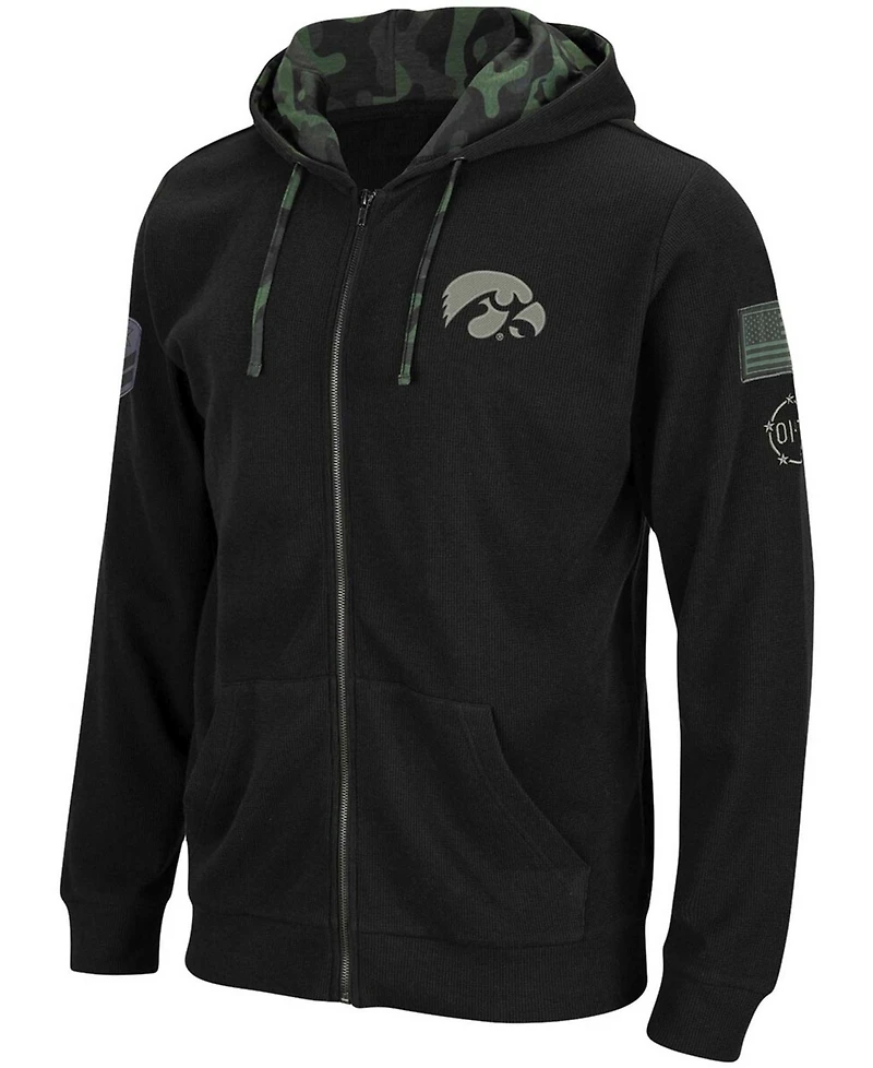 Men's Black Iowa Hawkeyes Oht Military-Inspired Appreciation Waffle Full-Zip Hoodie