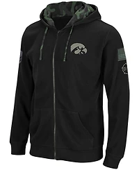 Men's Black Iowa Hawkeyes Oht Military-Inspired Appreciation Waffle Full-Zip Hoodie