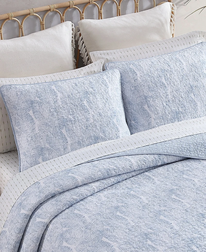 Closeout! Tommy Bahama Home Distressed Water Leaves 3-Pc. Quilt Set