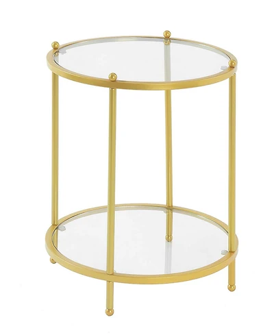 Royal Crest 2 Tier Round Glass End Table with Shelf