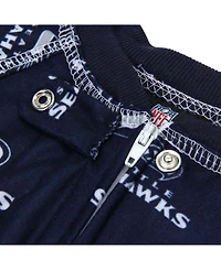 Seattle Seahawks Infant Piped Raglan Full Zip Coverall - College Navy