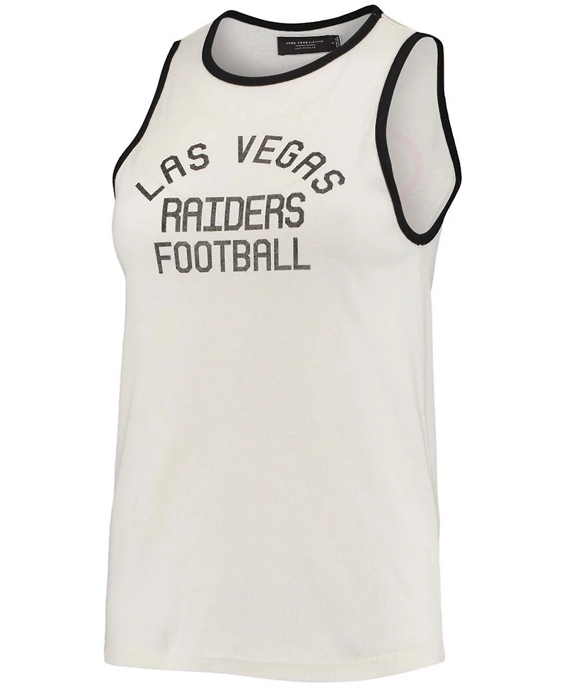 Women's White and Black Las Vegas Raiders Throwback Pop Binding Scoop Neck Tank Top