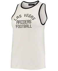 Women's White and Black Las Vegas Raiders Throwback Pop Binding Scoop Neck Tank Top