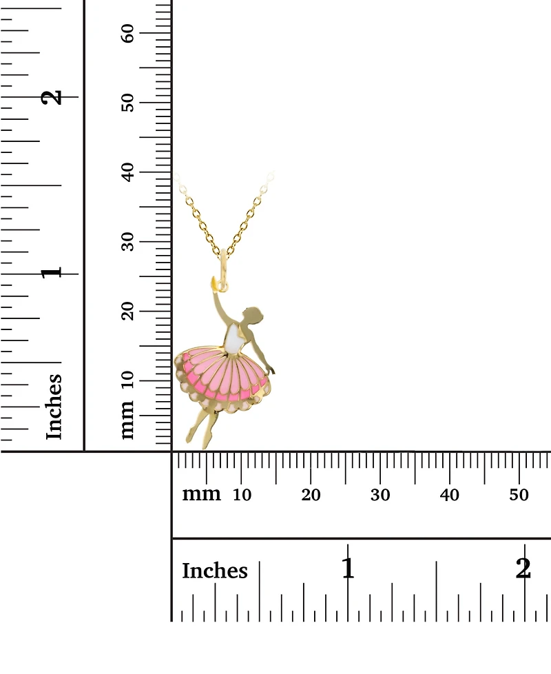 Enamel Ballerina 18" Pendant Necklace in 14k Gold