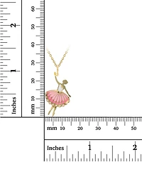 Enamel Ballerina 18" Pendant Necklace in 14k Gold
