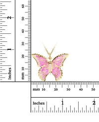 Enamel Ombre Butterfly 18" Pendant Necklace in 14k Gold