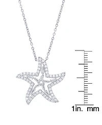 Cubic Zirconia Star Necklace in Fine Silver Plate