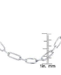 Diamond Accent Paperclip Link Bracelet in Fine Gold Plate or Fine Silver Plate
