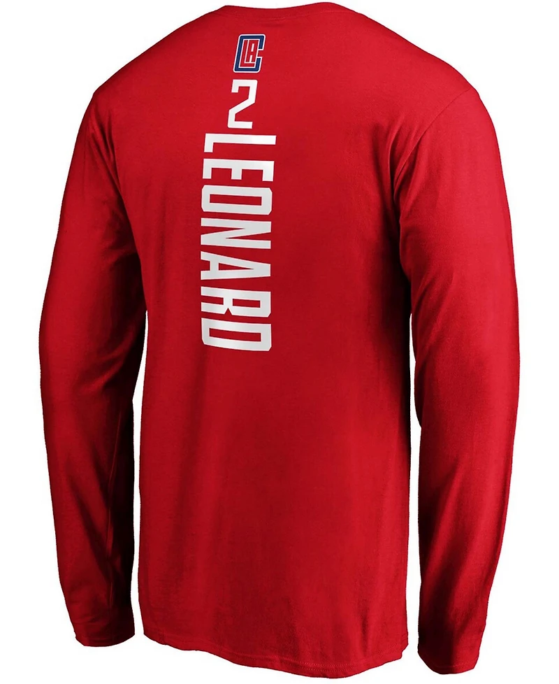 Men's Kawhi Leonard Red La Clippers Team Playmaker Name Number Long Sleeve T-shirt