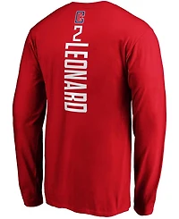 Men's Kawhi Leonard Red La Clippers Team Playmaker Name Number Long Sleeve T-shirt