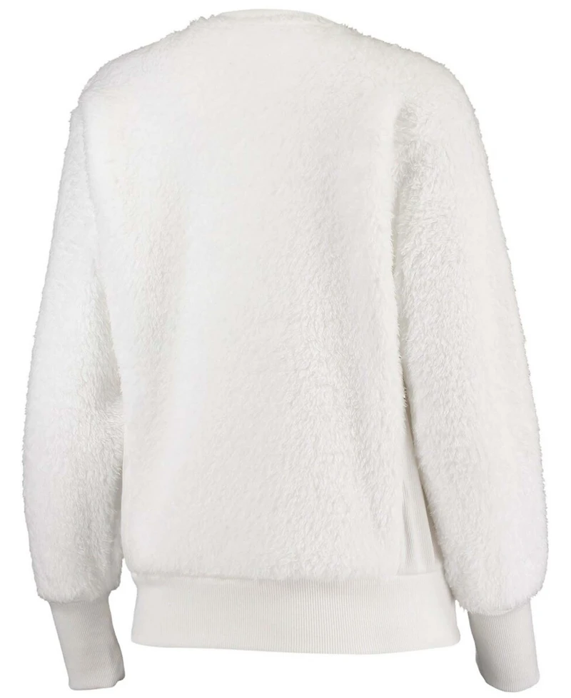 Women's White New England Patriots Milestone Tracker Pullover Sweatshirt