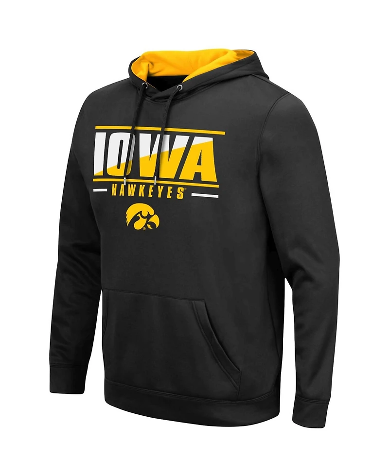 Men's Black Iowa Hawkeyes Slash Stack 2.0 Pullover Hoodie