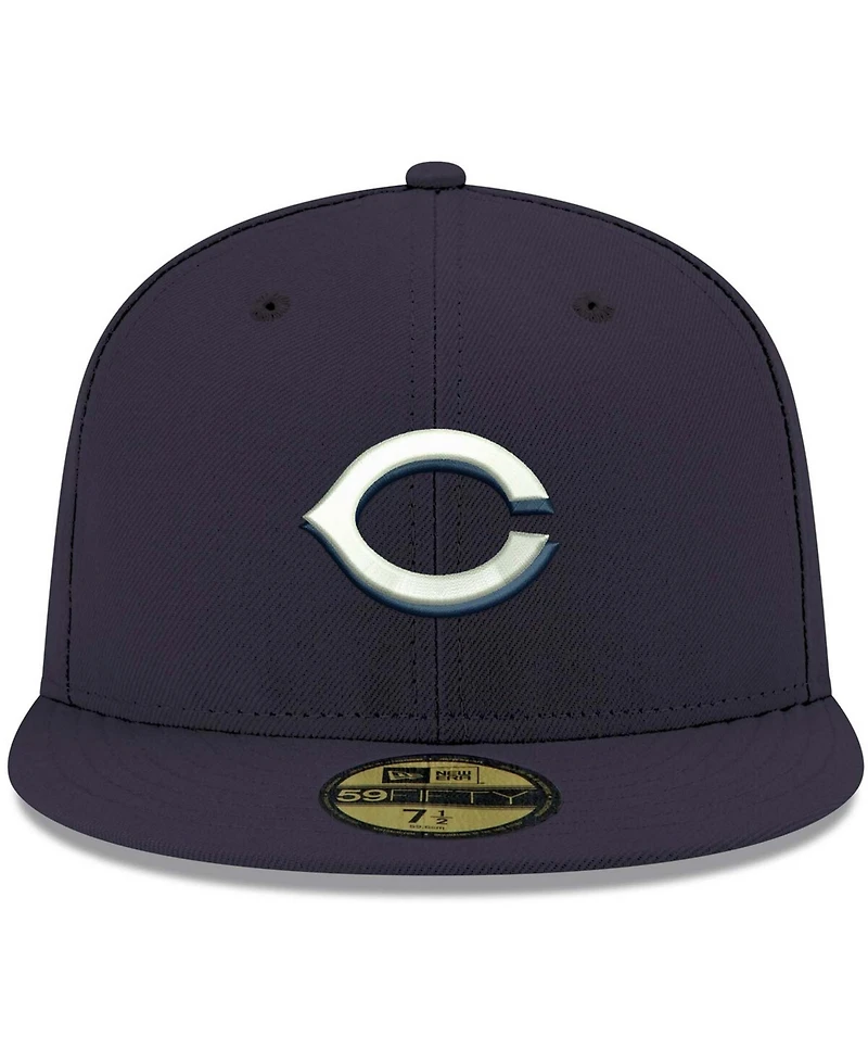 Men's Navy Cincinnati Reds Logo White 59FIFTY Fitted Hat