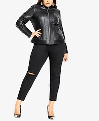 City Chic Plus Size Ribbed Biker Jacket