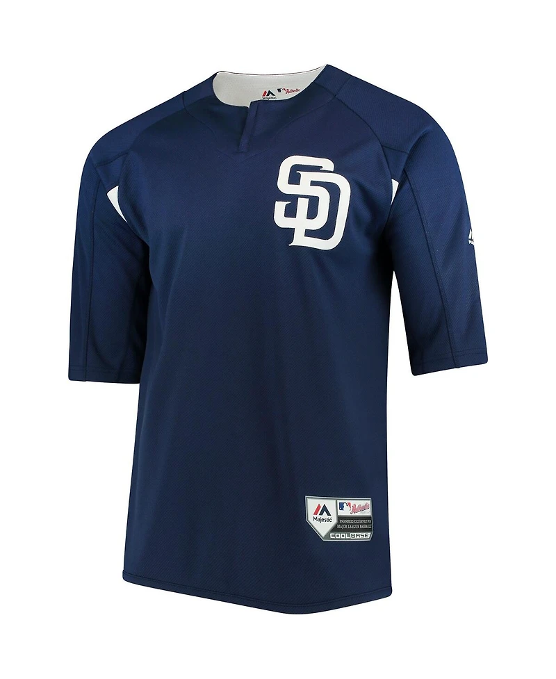 Men's Navy and White San Diego Padres Authentic Collection On-Field 3 4-Sleeve Batting Practice Jersey