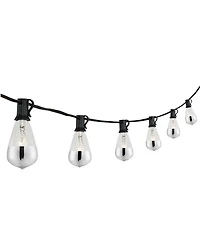 10-Light Indoor and Outdoor Rustic Industrial Incandescent C7 Half-Chrome Bulb String Lights