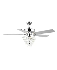Mindy 3-Light Glam Modern Crystal Shade Led Ceiling Fan with Remote