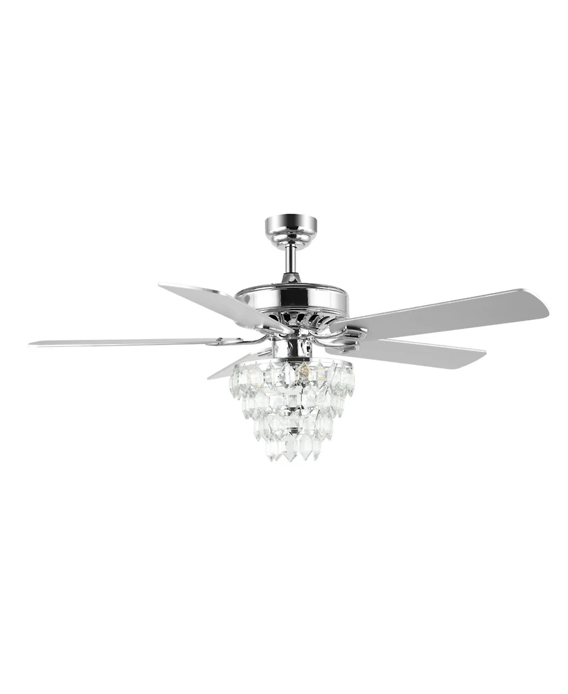Mindy 3-Light Glam Modern Crystal Shade Led Ceiling Fan with Remote