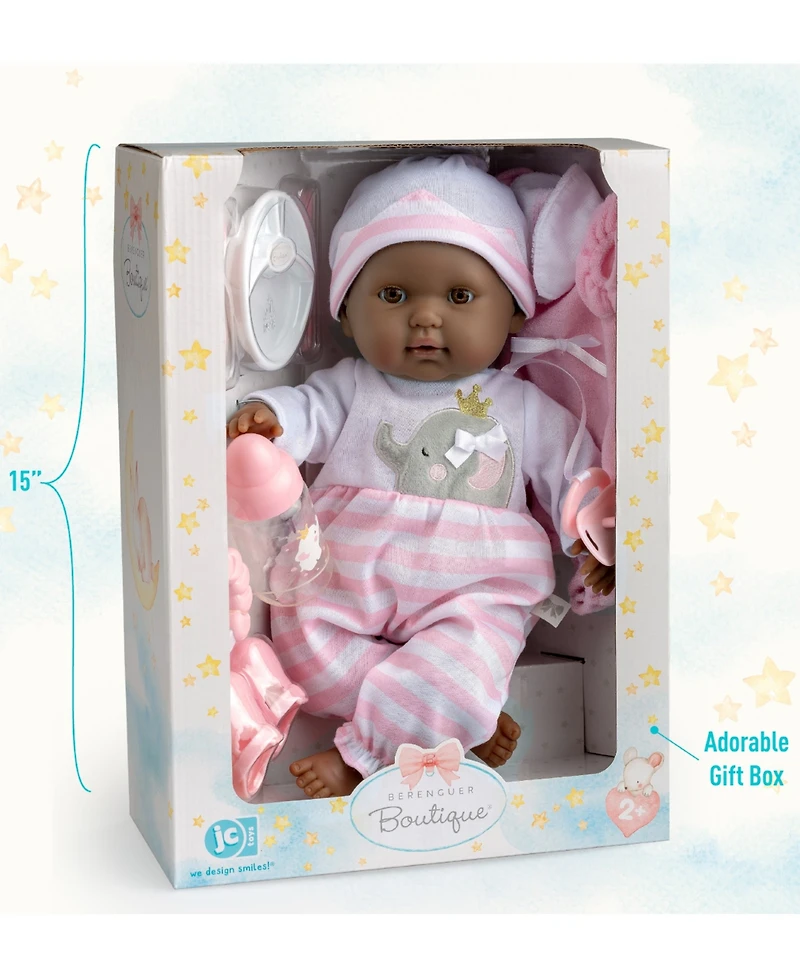 Jc Toys Berenguer Boutique 15" African American Baby Gift Set, 11 Pieces - African American