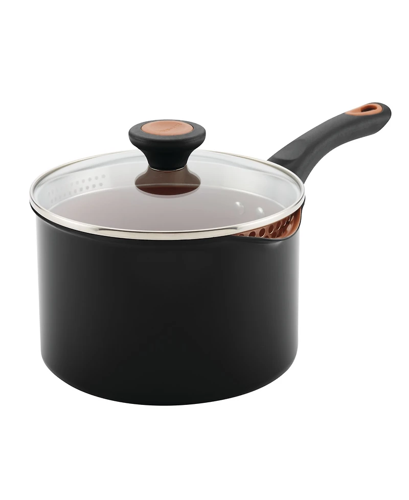 Farberware Glide Copper Ceramic Nonstick Straining 3 Qt Saucepan