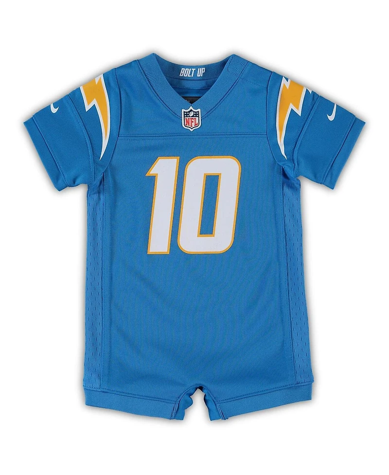 Infant Justin Herbert Powder Blue Los Angeles Chargers Game Romper Jersey