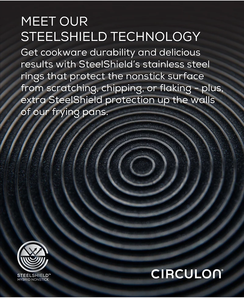 Circulon SteelShield C-Series Tri-Ply Clad Nonstick Frying Pan Set, 2-Piece, Silver