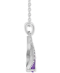 Rhodolite Garnet (1 ct. t.w.) & White Topaz (1/7 Looped 18" Pendant Necklace Sterling Silver (Also Citrine, Amethyst, Blue Topaz, Pe