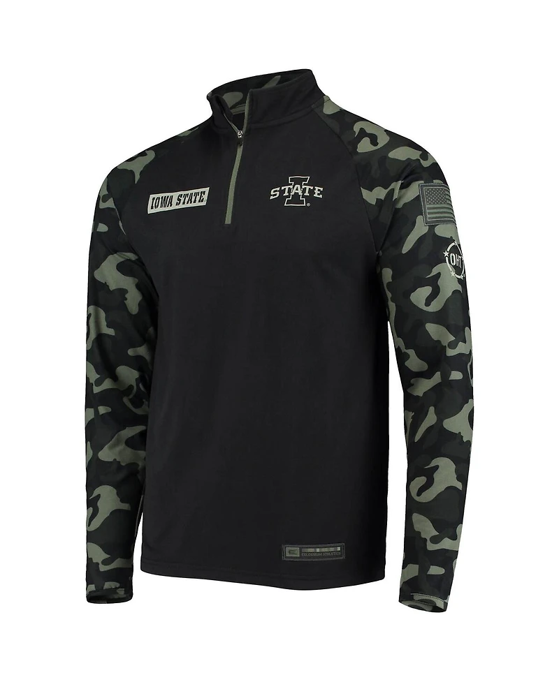 Men's Black, Camo Iowa State Cyclones Oht Military-Inspired Appreciation Take Flight Raglan Quarter-Zip Jacket
