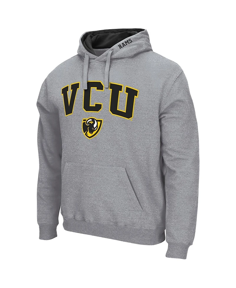 Men's Heathered Gray Vcu Rams Arch and Logo Pullover Hoodie