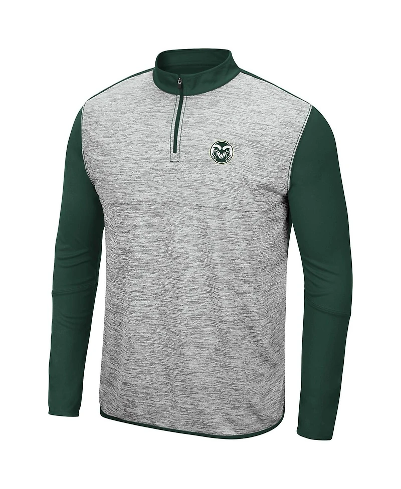 Men's Heathered Gray, Green Colorado State Rams Prospect Quarter-Zip Jacket