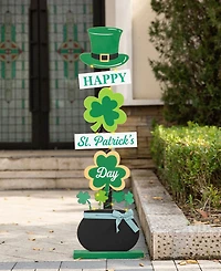 Glitzhome 42" Lighted St. Patrick's Wooden Shamrocks Porch Decor