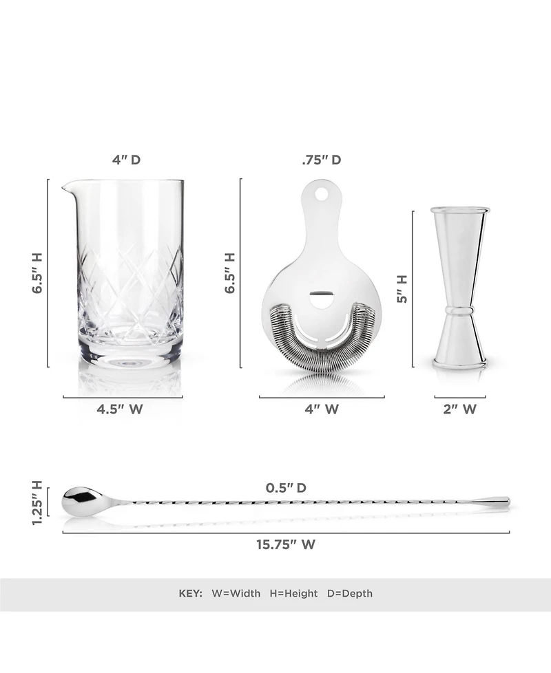 Viski Barware Tool Set, 4 Piece