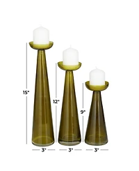 The Novogratz Glass Pillar Candle Holder, Set of 3
