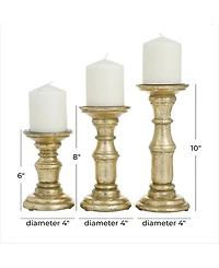 Wood Traditional Candle Holder, Set of 3