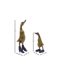 Bamboo Coastal Duck Sculpture, Set of 2