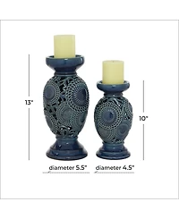 Ceramic Eclectic Candle Holder, Set of 2