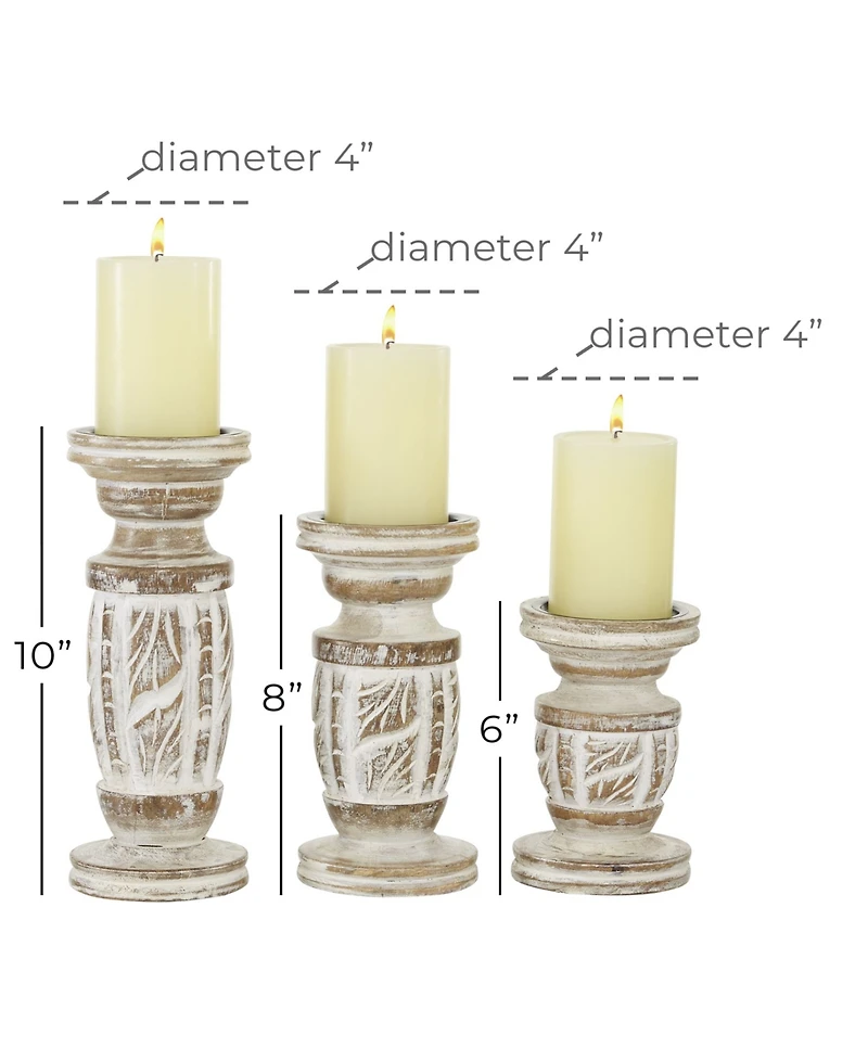 Mango Wood Country Cottage Candle Holder, Set of 3