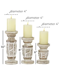 Mango Wood Country Cottage Candle Holder, Set of 3