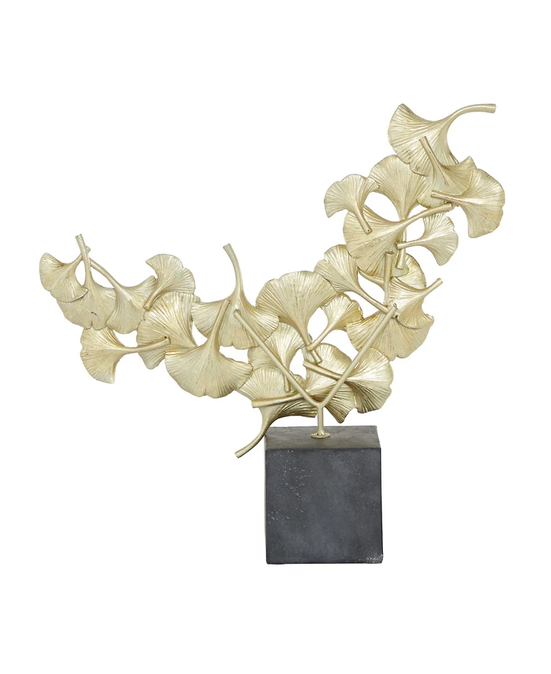 CosmoLiving by Cosmopolitan Polyresin Contemporary Gingko Leaf Sculpture, 17" x 18"