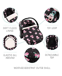 The Peanutshell Car Seat Cover, Winter Carseat, Canopy Car Seat Cover Baby Girls, Floral Rose