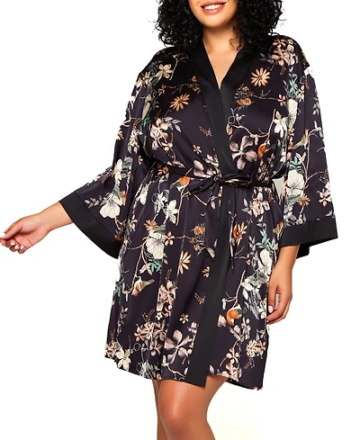Plus Size Geri Lux Floral Satin Robe