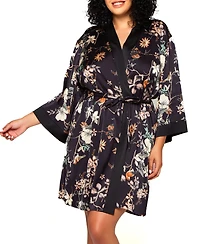 Plus Size Geri Lux Floral Satin Robe