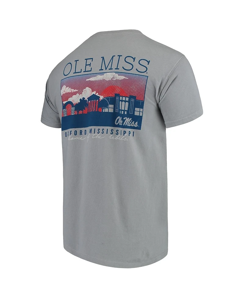 Men's Gray Ole Miss Rebels Comfort Colors Campus Scenery T-shirt
