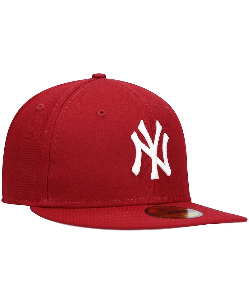 Men's Cardinal New York Yankees Logo White 59FIFTY Fitted Hat