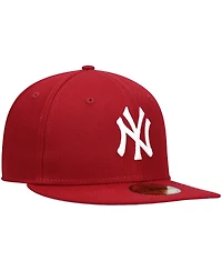 Men's Cardinal New York Yankees Logo White 59FIFTY Fitted Hat
