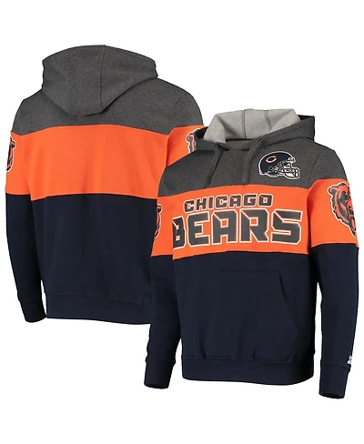 Men's Heathered Gray, Orange Chicago Bears Extreme Fireballer Pullover Hoodie