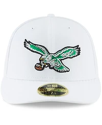 Men's White Philadelphia Eagles Throwback Logo Omaha Low Profile 59FIFTY Fitted Hat